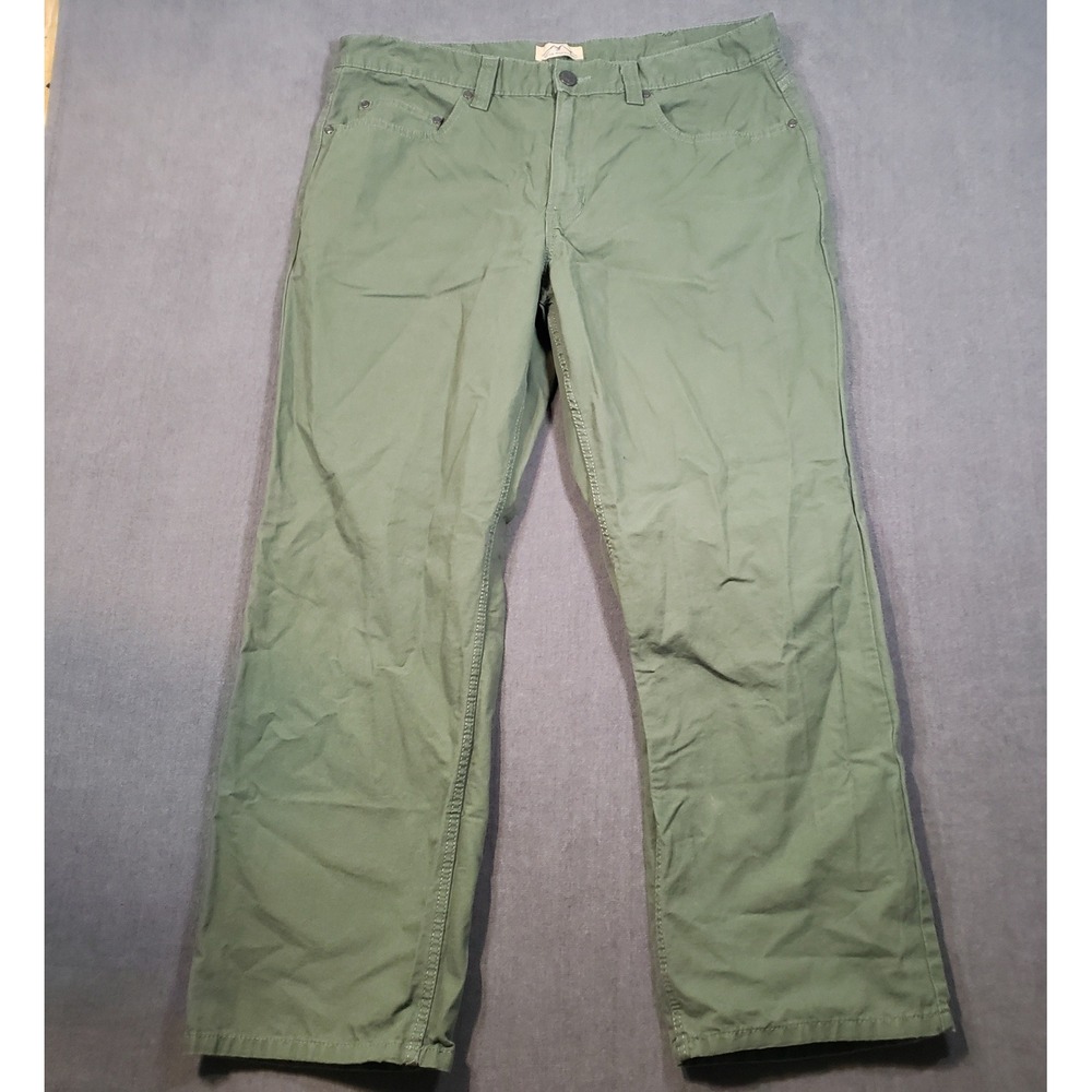 Blue Mountain Canvas Work Pants Mens 38x30 Olive Green Straight Leg Cotton
